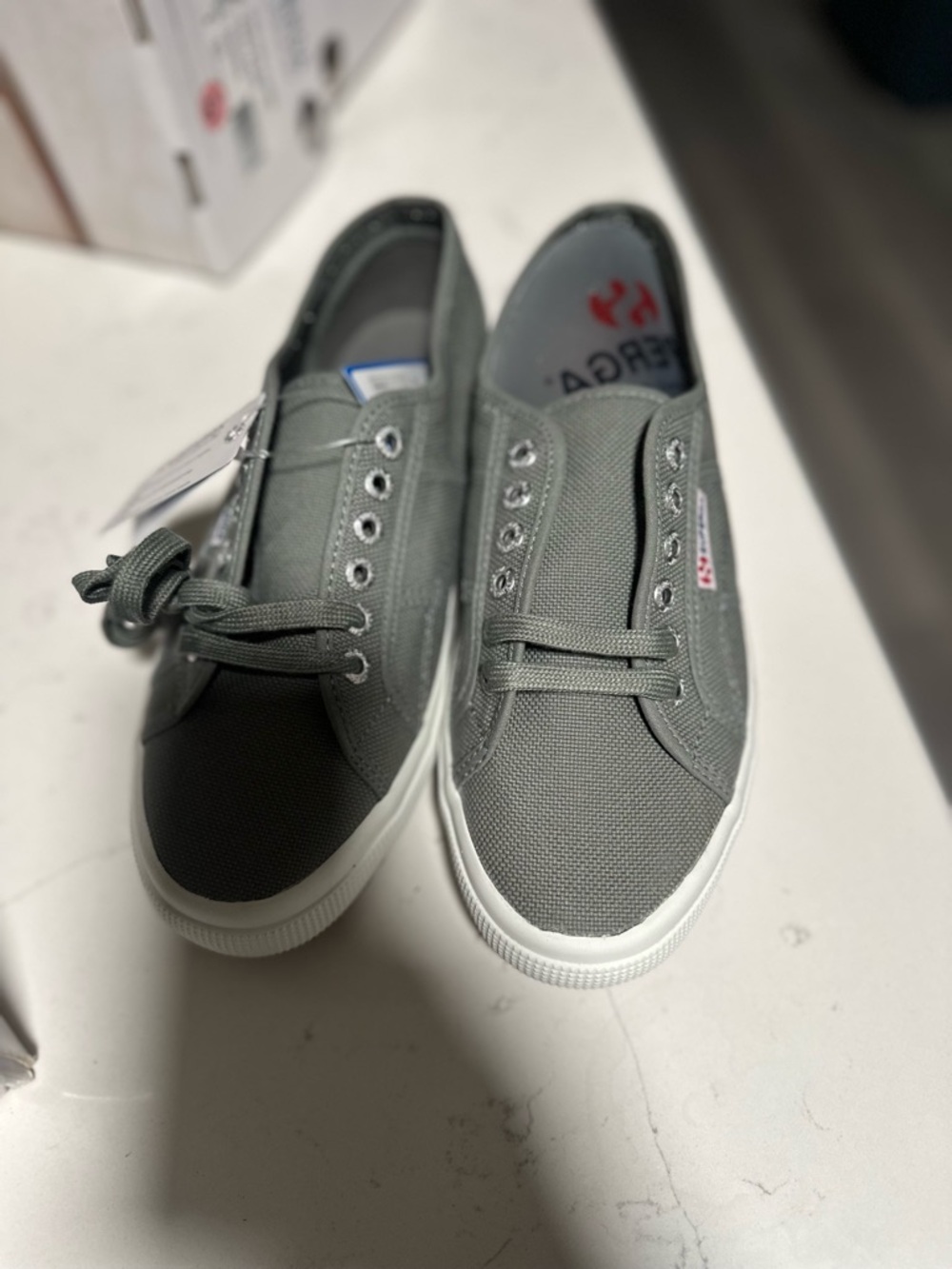 Superga Grey Canvas Low-Top Sneakers - Picture 2 of 7